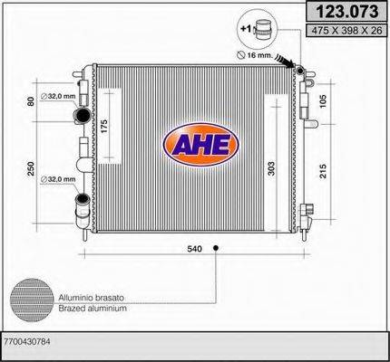 AHE 123073 Радіатор, охолодження двигуна