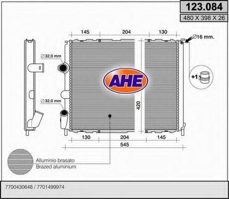 AHE 123084 Радіатор, охолодження двигуна