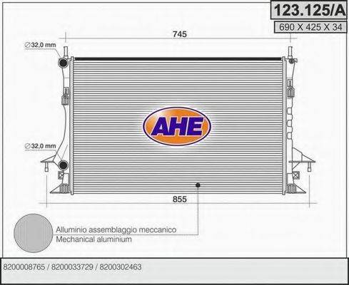 AHE 123125A Радіатор, охолодження двигуна