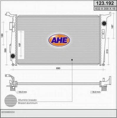 AHE 123192 Радіатор, охолодження двигуна