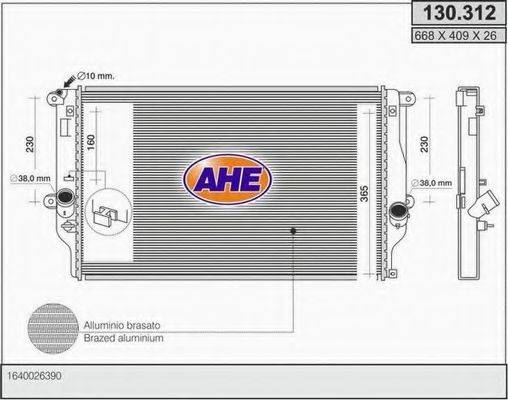 AHE 130312 Радіатор, охолодження двигуна