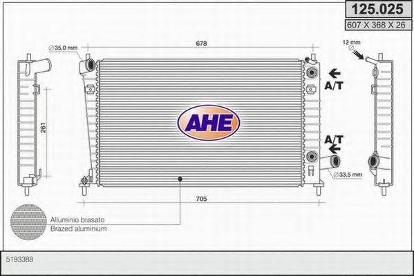 AHE 125025 Радіатор, охолодження двигуна