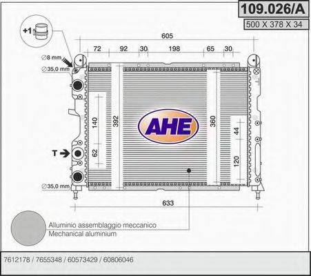 AHE 109026A Радіатор, охолодження двигуна