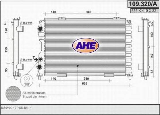 AHE 109320A Радіатор, охолодження двигуна