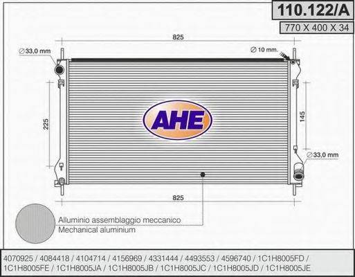 AHE 110122A Радіатор, охолодження двигуна