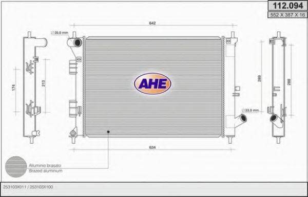 AHE 112094 Радіатор, охолодження двигуна