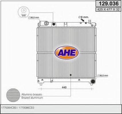 AHE 129036 Радіатор, охолодження двигуна