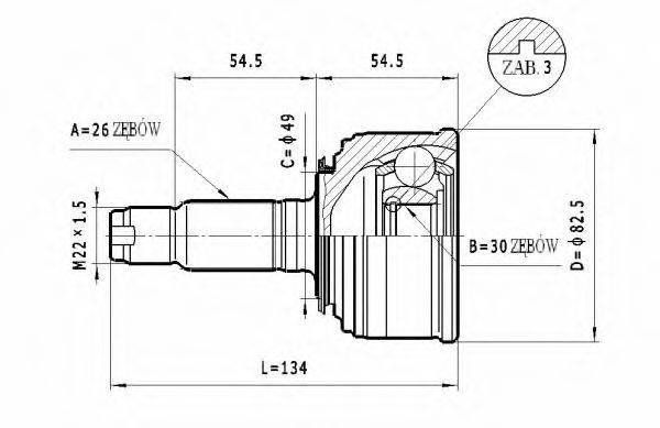 STATIM C444 Шарнірний комплект, приводний вал