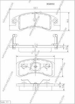 NPS D360U03 Комплект гальмівних колодок, дискове гальмо