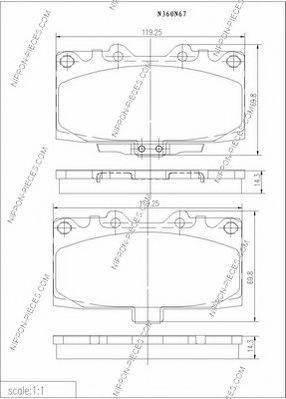 NPS 50-01-188 Комплект гальмівних колодок, дискове гальмо