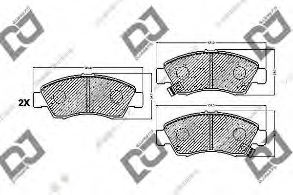 DJ PARTS BP1054 Комплект гальмівних колодок, дискове гальмо