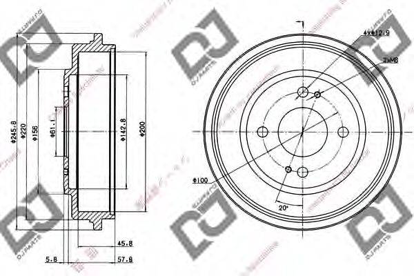 DJ PARTS BR1020 Гальмівний барабан