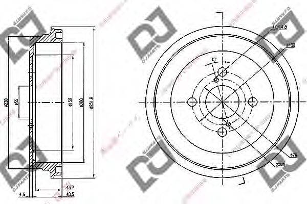 DJ PARTS BR1030 Гальмівний барабан