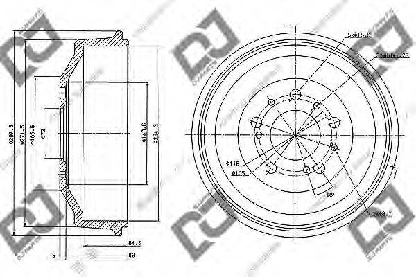 DJ PARTS BR1037 Гальмівний барабан