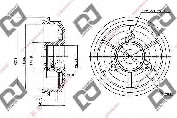 DJ PARTS BR1041 Гальмівний барабан