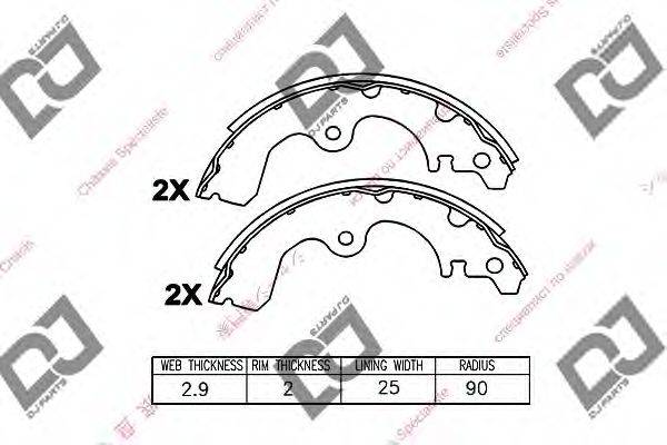 DJ PARTS BS1049 Комплект гальмівних колодок