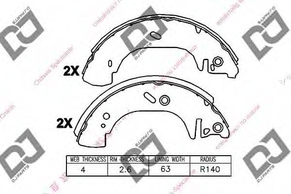 DJ PARTS BS1296 Комплект гальмівних колодок