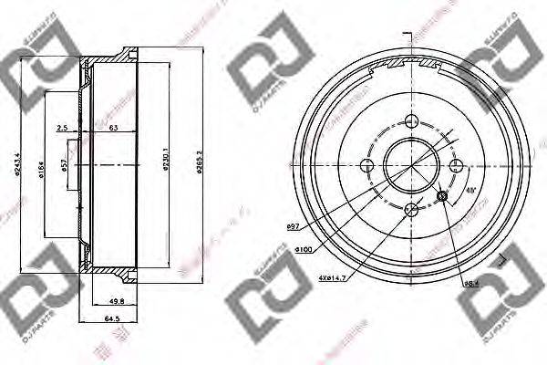 DJ PARTS BR1064 Гальмівний барабан