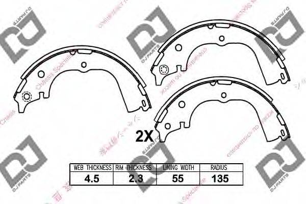 DJ PARTS BS1050 Комплект гальмівних колодок