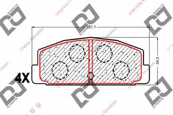 DJ PARTS BP1777 Комплект гальмівних колодок, дискове гальмо