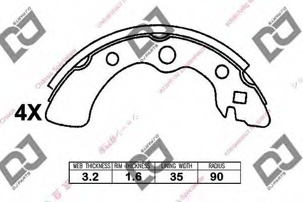 DJ PARTS BS1325 Комплект гальмівних колодок