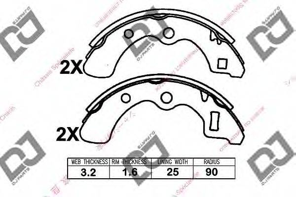 DJ PARTS BS1326 Комплект гальмівних колодок