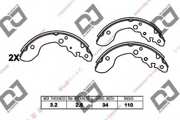 DJ PARTS BS1401 Комплект гальмівних колодок