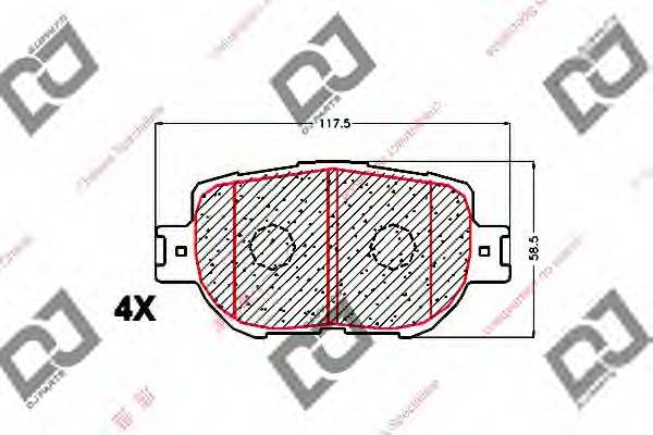 DJ PARTS BP1592 Комплект гальмівних колодок, дискове гальмо