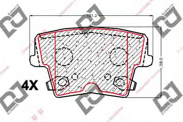 DJ PARTS BP1919 Комплект гальмівних колодок, дискове гальмо