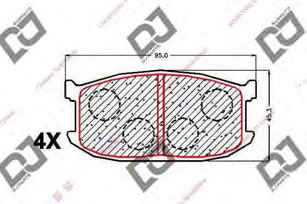 DJ PARTS BP1657 Комплект гальмівних колодок, дискове гальмо