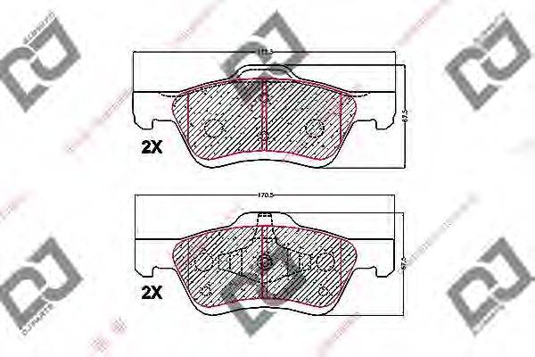 DJ PARTS BP1708 Комплект гальмівних колодок, дискове гальмо