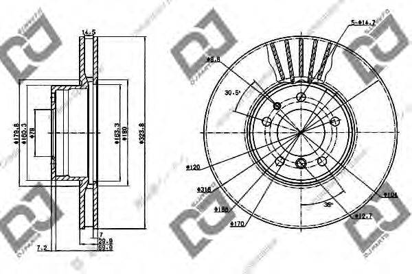 DJ PARTS BD1180 гальмівний диск