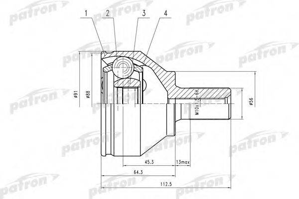 PATRON PCV1562 Шарнірний комплект, приводний вал