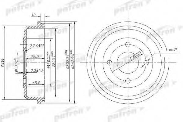 PATRON PDR1533 Гальмівний барабан