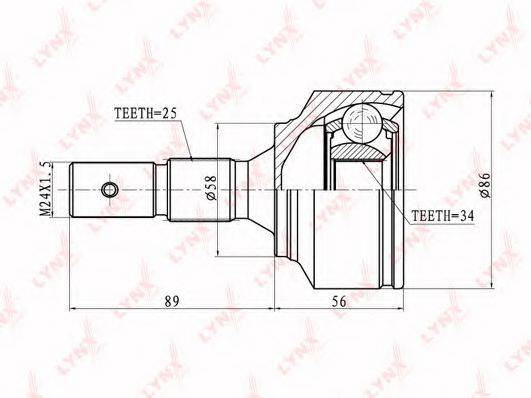 LYNXAUTO CO2200 Шарнірний комплект, приводний вал