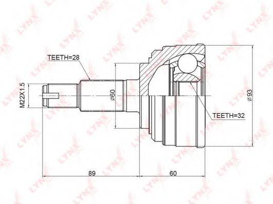 LYNXAUTO CO3401 Шарнірний комплект, приводний вал