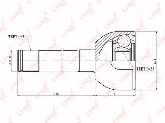 LYNXAUTO CO7527 Шарнірний комплект, приводний вал