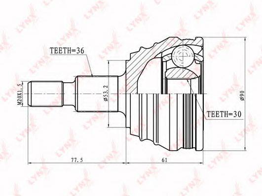 LYNXAUTO CO8002 Шарнірний комплект, приводний вал