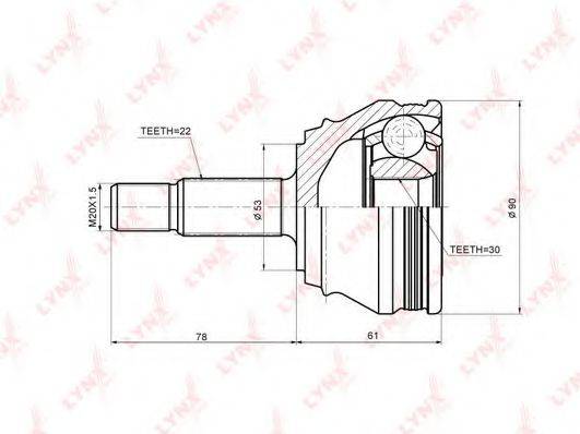 LYNXAUTO CO8013A Шарнірний комплект, приводний вал