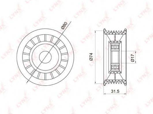 LYNXAUTO PB7013 Паразитний / провідний ролик, полікліновий ремінь
