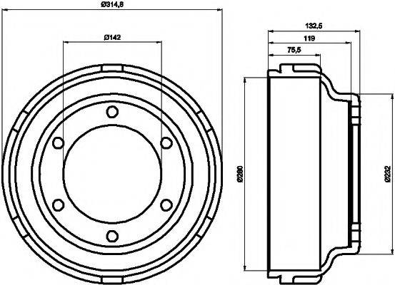 HELLA PAGID 8DT355300471 Гальмівний барабан