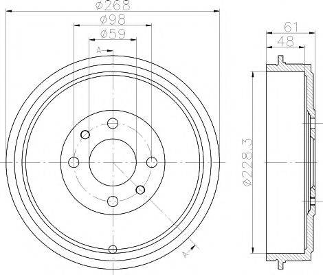 HELLA PAGID 8DT355301091 Гальмівний барабан