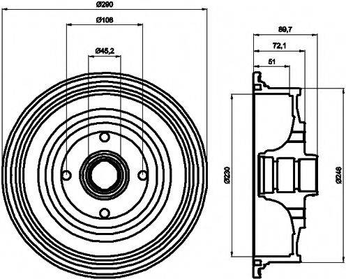 HELLA PAGID 8DT355301601 Гальмівний барабан