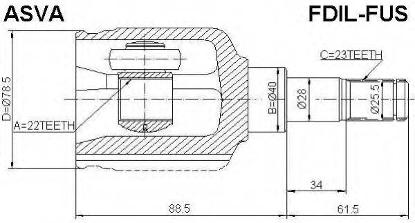 ASVA FDILFUS Шарнірний комплект, приводний вал
