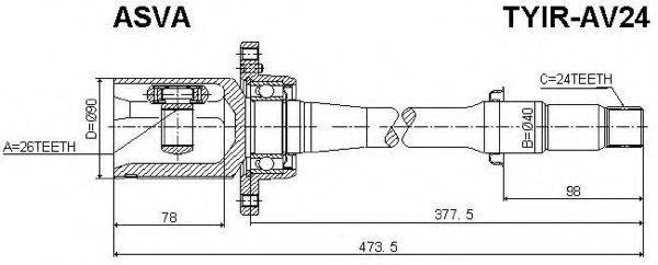 ASVA TYIRAV24 Шарнірний комплект, приводний вал