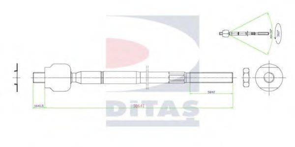 DITAS A25608 Осьовий шарнір, рульова тяга