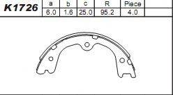 ASIMCO K1726 Комплект гальмівних колодок