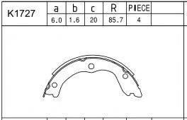 ASIMCO K1727 Комплект гальмівних колодок, стоянкова гальмівна система