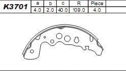 ASIMCO K3701 Комплект гальмівних колодок