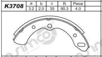 ASIMCO K3708 Комплект гальмівних колодок